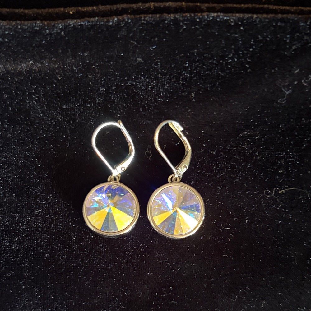 Elegant Silver and multicolored Crystal Earrings